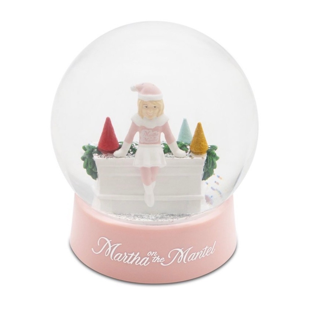 Martha Stewart Martha on the Mantel Pink Christmas Snow Globe CultureFly NEW